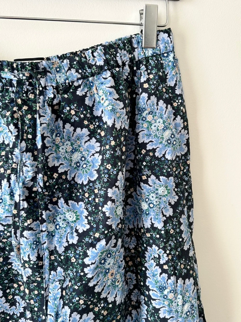 J. Crew Black and Light Blue Floral Midi/MAXI Skirt
